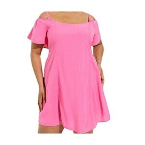 Torrid Pink Challis Trapeze Dress -Pockets- Plus Size 2X